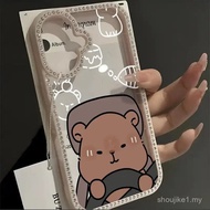 Cute Capibara Cartoon Phone Case for iPhone 13 14 11 12 15 16 Pro ProMax Plus Flash Diamond Bling Sh