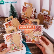 [Wholesale] Christmas Kraft Paper Gingerbread Man Candy Gift Box / Christmas House Shape With Ropes Biscuit Gift Bags / Xmas Packaging Bag Ornaments / New Year Packaging Supplies