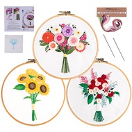 20CM Embroidery Kit Beginner Flowers and Grass Handmade Sewing Kit Set