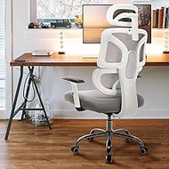 ACCHAR Desk Office Chair,Ergonomic High Back Computer Chair,Big and Tall Reclining Comfy Chair,Lumbar Support Breathable Mesh Swivel Chair with Adjustable Armrests (Grey and White)