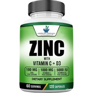 American Standard Supplements Zinc 100mg, Vitamin C 1000mg, and Vitamin D3 5000 IU (125mcg) Per Serv