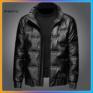 DRO_ Solid Color Down Jacket Regular Fit Down Jacket Stylish Men's Down Jacket for Winter Warm and Trendy Outerwear for Southeast Asian Men