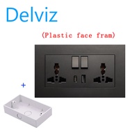 DELVIZ power outlet. Eu socket US socket UK socket white wall socket double 3-hole 1A1C charging soc