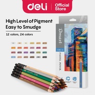 Deli Dmast Professional Pastel Colour Pencil Pensel Warna Drawing Painting Color (12 Colours/24 Colo