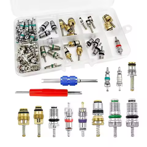 102Pcs Air Conditioning Valve Core Valve Cores A/C R12 R134a Accessories Kit, Valve Stem Cores Repai