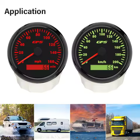 Rhaxel 85mm GPS Speedometer 30KM/H 80MPH 200MPH Odometer with 7 Colors Backlight 12Volts 24 V for Ca