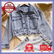 Jeans Jacket Outer Jacket Jeans Jacket Wanita Jumbo Jeans Jacket Oversize Denim Jacket Stretch Denim
