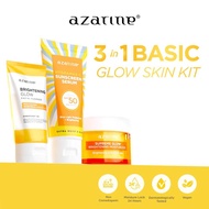 AZARINE BASIC GLOW SKIN BRIGHTENING!! SUNSCREEN HYDRAMAX-C, BRIGHTENING GLOW CLEANSER, MOIST SUPREME
