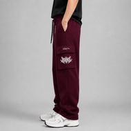 Hedent INV. Sweatpants Burgundy Men's Cargo Pants Long Loose Pants Fleece Premium Streetwear Model K