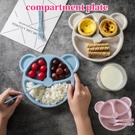 Children Divided Portion Plate Kids Child Set Wheat Straw Fiber for Picnic School Cafeteria Canteen