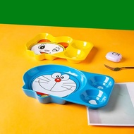 Doraemon Divided Dinner Plate Jingdezhen Ceramic Cartoon Cute Plate Household Children's Three-Grid 