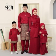 Set Family Kurung Moden Seri「 Warna Maroon 」 Set Sedondon Keluarga Baju Kurung Dan Baju Melayu