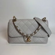 CHANEL 29開 灰CF荔枝菱格紋金鍊條包