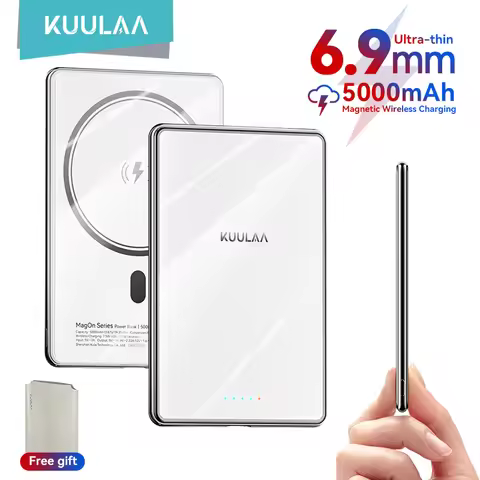 KUULAA Magnetic Power Bank 5000mAh Slim Wireless External Battery 20W Fast Charging for MagSafe Powe