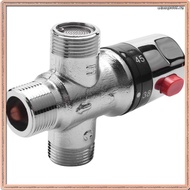 [Q B T C] Solid Copper 3-Way Thermostatic Mixing Valve 3/4 Inch Solar Water Heater Valve Regulating 