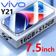 โทรศัพท์ VlVQ Y21 (Ram12G + Rom512G)เครื่องใหม่ 7.5นิ้วHD มือถือเต็มจอ Android11 มือถือราคาถูก 6800mAh โทรศัพท์สําหรับเล่นเกม 4G/5G โทคศัพท์มือถือ การจดจําใบหน้า ประสบการณ์การเล่นเกมที่ราบรื่น เมนูภาษาไทย รองรับแอปธนาคาร