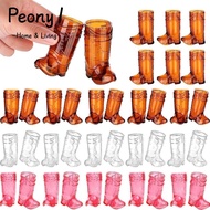 PEONY1 10Pcs Western Cowboy Glasses, Transparent Plastic Mini Cowboy Boot Glasses,  1 Oz Shot Glasse