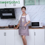 SWEETJOHN Cooking Apron, Oil-proof Cute Women Apron, Home Cleaning Tools With Pocket Lovely Practical Kitchen Apron Outdoor Gardening