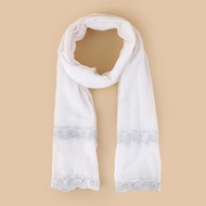 tudung sarung labuh inner tudung tudung bawal A134 Pearl Chiffon Stitching Hot Rhinestone Long Scarf