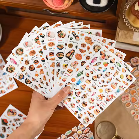 2 pcs Delicious Food Sticker Retro Hand Account Die cutting Sticker Pack Collage Journal Scrapbookin