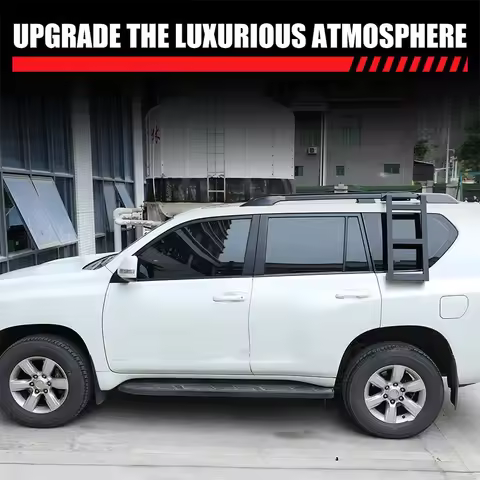 For Toyota Land Cruiser Prado 150 2010-2023 Aluminum Alloy Black Car Rear Side Ladder Roof Climbing 