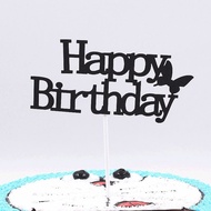 【 EC】Happy Birthday English Cake ert Glitter Stars ert Cake Decorative Plastic Baking