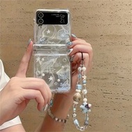 Cute Ocean Element Fold Phone Case Y2K Korean Style 3D Jellyfish & Ocean Animal Pearl Wavy Transpare