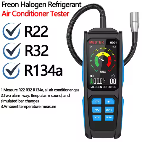 Mestek Freon Leak Detector Halogen Leak Detector R22 R32 R134a Gas Refrigerant Gas HVAC High Sensiti