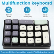 Mechanical Numpad Keyboard Wireless 21 Key RGB 3 BT/2.4GHz/Type C Wired Hot Swappable Transparent Ke