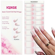 Semi Cured Gel Nail Strips Long Lasting Gel Nail Stickers with UV Light Needed 20 Waterproof Full Wr