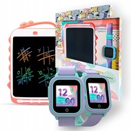 Bemi Linki Smartwatch &amp; Doodle Tablet Set: Trendy Kids' 4G LTE GPS Watch with Health Sensors &amp; 10-inch Creative Tablet, Purple/Pink