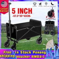 5 Inch Wagon Trolley Foldable Camping Wagon Portable Shopping Cart Large Capacity Folding Outdoor Tr