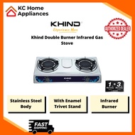 Khind 2 Burners Infrared Gas Stove | Stainless Steel Body | Enamel Trivet Stand | IGS1516 | 1 Year Warranty