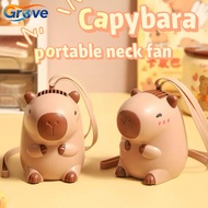 Capybara Neck Fan, Kids' Cartoon Handheld Mini Fan, USB - powered, Strong Wind。