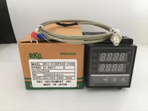 Dual Digital RKC PID Temperature Controller REX-C100FK02-V*AN with K thermocouple, SSR Output EX-C10