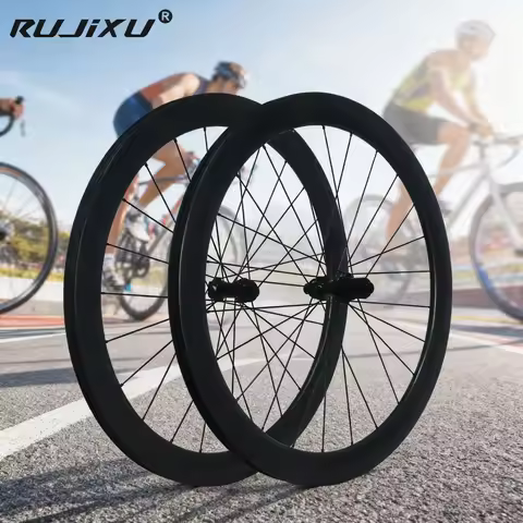 RUJIXU 700C 50mm Disc Brake Carbon Wheels Center Lock/6 Bolt Road Bike Wheels UCI Quality Road Racin