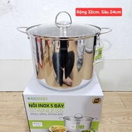 Ecozzy CZ-532 5-bottom stainless steel pot 32cm. Using induction and gas stoves