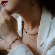 【旅行祭】沙漠玫瑰佩特拉 l 太陽石白水晶波斯瑪瑙項鍊 N0042