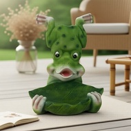 Outdoor Garden Tree Sculpture: Funny Upside-Down Frog Resin Figurine with Leaf Bowl, Frog Lover Gift