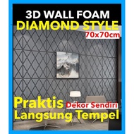 New Wallpaper 3D FOAM / Wallfoam Dinding / Wall Foam Motif Diamond 6mm
