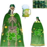 3 PCS 12 ft Skeleton St Patrick's Day Outfit Giant Clothes Accessories Costume Set Includes Cloak Ba