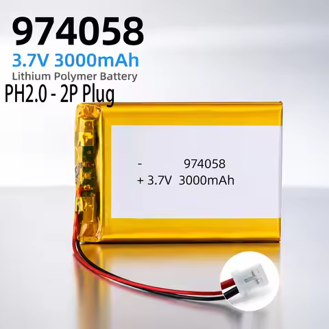 974058 3000mAh Battery 3.7V PH 2.0 Plug Suitable for Massage Devices GPS Navigators Smart Tablets an