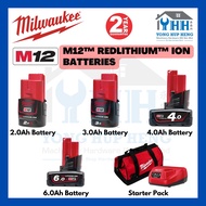 [FREE SHIPPING] MILWAUKEE M12 Battery 2.0Ah / 3.0Ah / 4.0Ah / 6.0Ah RED LITHIUM-ION | Milwaukee 12V 