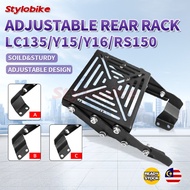 Y15ZR LC135 RS150 VF3I Rear Rack Adjustable Heavy Duty Rack Lipat Top Rack Lipat Box Rear Luggage Mo
