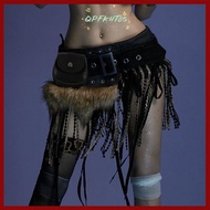QPFKHT85 Mini Bag Belt, Chic Trendy Design Faux Fur Splicing Belts, Women Fashion Y2K Gyaru Punk Jea