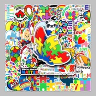 50 Sheets Care Autism Luggage Stickers Waterproof Graffiti Stickers Scooter Computer Tablet Cartoon Decoration