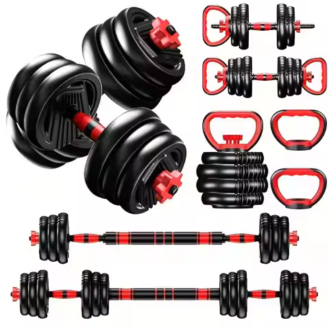 15KG 4-in-1 Adjustable Weight Dumbbell Set – Convertible Dumbbell, Barbell, Kettlebell & Push-Up Sta