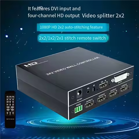 -Compatible 4 Screen Splicer 1080P 2X2 Video Wall Controller TV Splicing Box 1X2 1X3 1X4 Edge Adjust