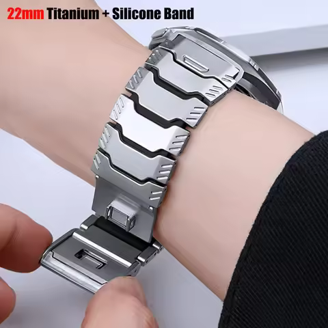 22mm Titanium + Silicone Strap For Huawei Watch GT 7 Pro 6 5 4 3 2 46mm/Ultimate 2/Amazfit T-Rex 3 P