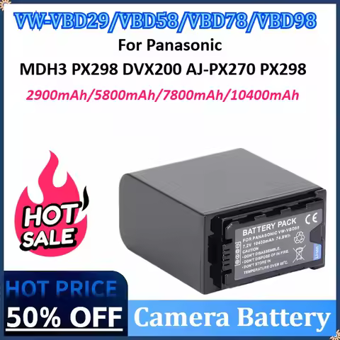 VW-VBD29 VBD58 VBD78 VBD98 7.2V 2900mAh/5800mAh/7800mAh/10400mAh Camera Battery for Panasonic MDH3 P